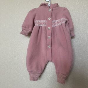 Vintage Fleece Infant Hooded One Piece Hartstrings 6/9 Months Girls